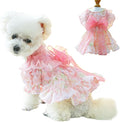 Princess Pink Dog & Cat Dress | Bubble Sleeves, Bow Detail & Built-In Leash Ring