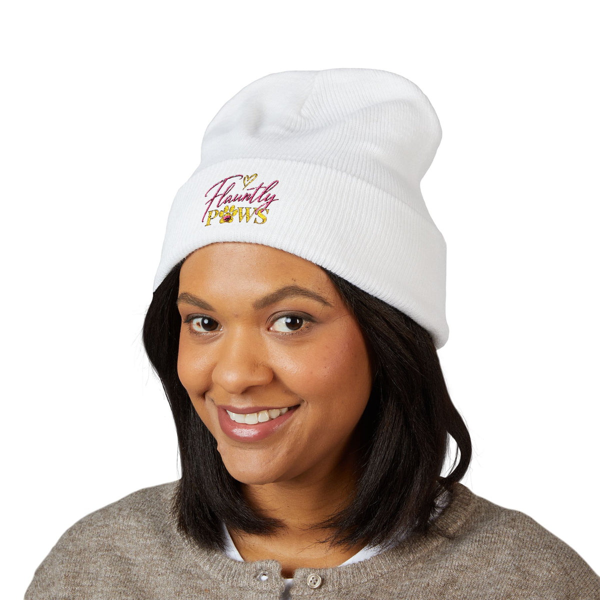 Embroidered Classic Cuffed Beanie | Flauntly Paws