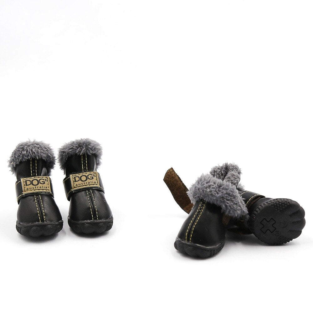 Waterproof Fleece-Lined Dog Snow Boots | Anti-Slip Winter Paw Protection (4-Pack)