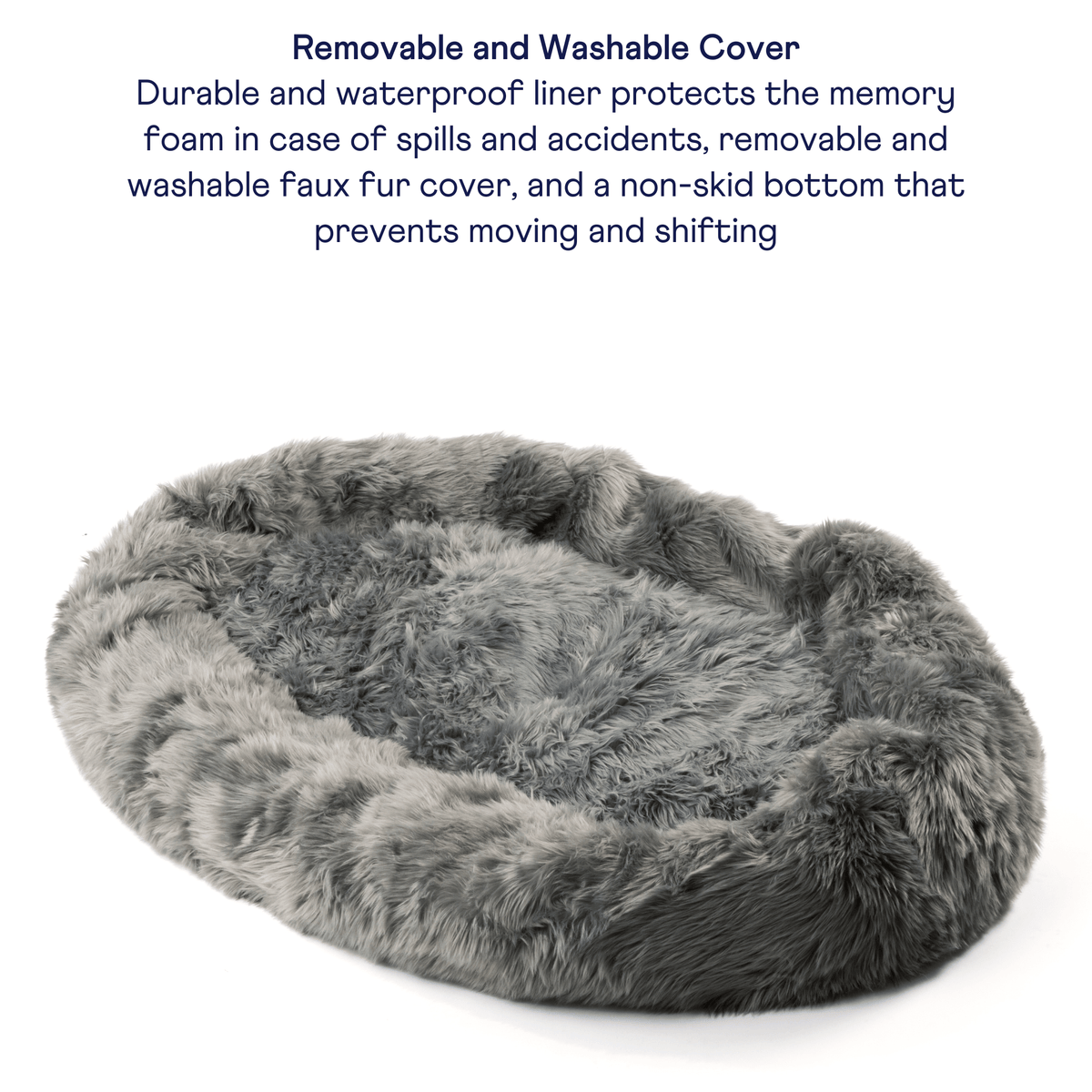 PupCloud™ Human-Size Faux Fur Memory Foam Dog Bed — Charcoal Grey