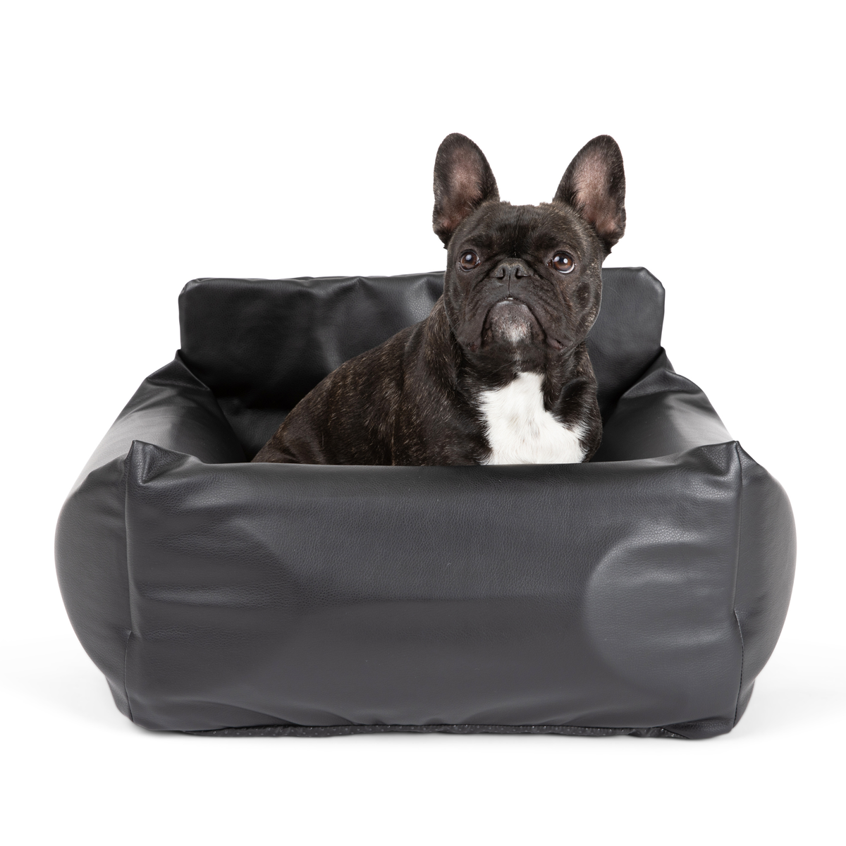 PupProtector™ Vegan Leather Memory Foam Dog Car Bed | Black