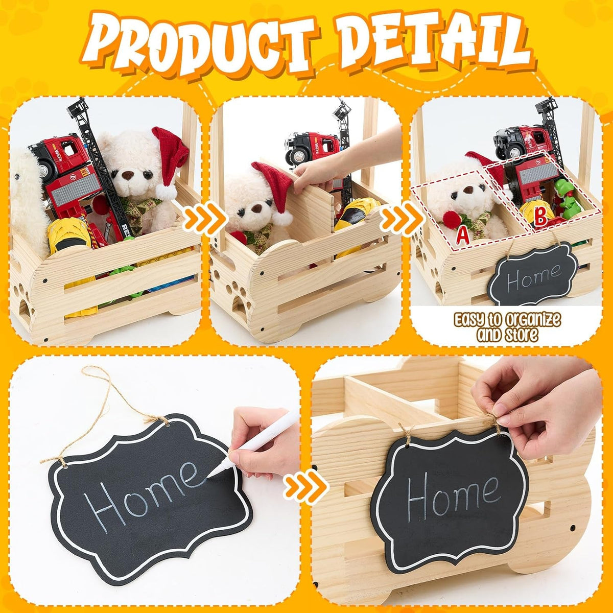 Pet Wardrobe & Toy Storage Organizer | Wooden Bone-Shaped Closet with Hangers