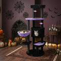 60" Gothic Halloween Cat Tower with Coffin Bed & Spider Toys