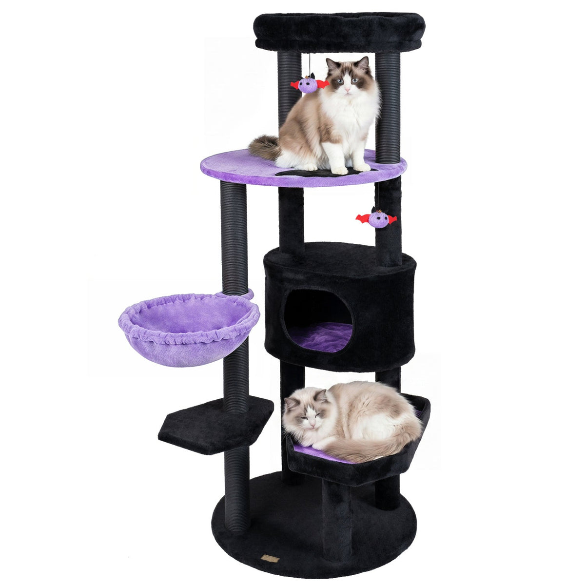 60" Gothic Halloween Cat Tower with Coffin Bed & Spider Toys