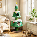 Christmas Tree Cat Tower | 61.5" | 2 Cozy Condos & Scratching Posts