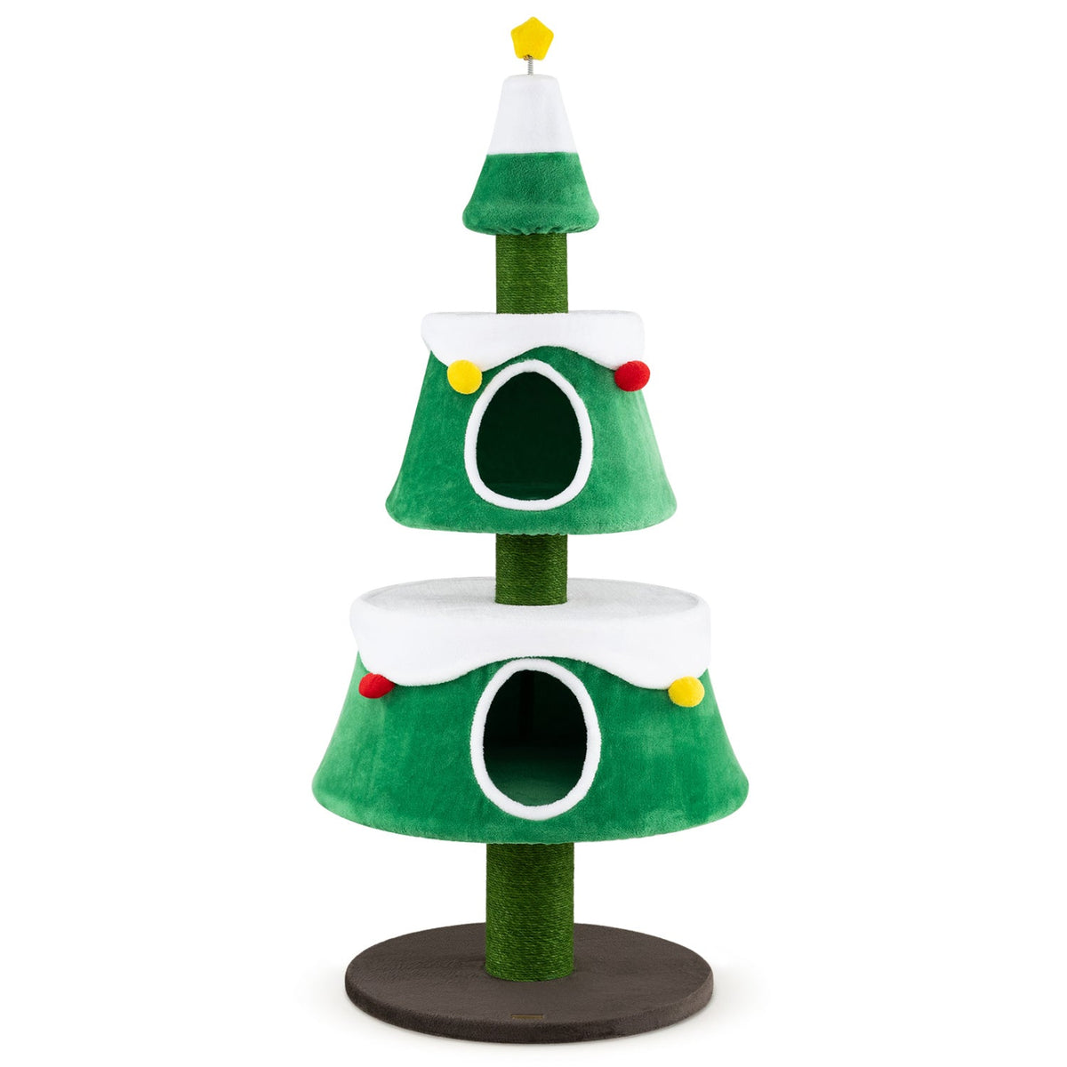 Christmas Tree Cat Tower | 61.5" | 2 Cozy Condos & Scratching Posts