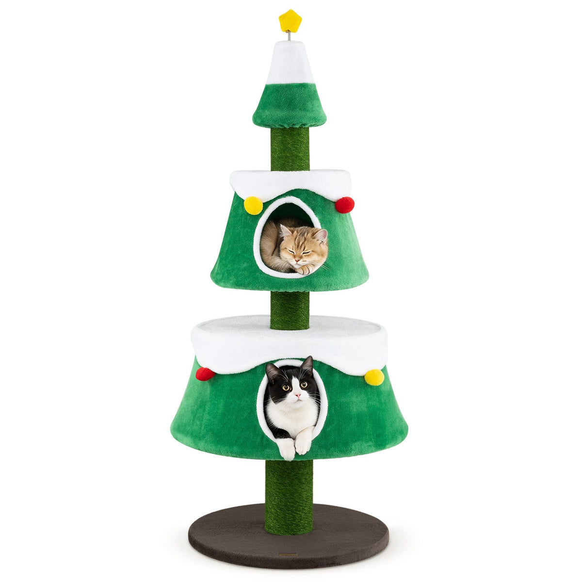 Christmas Tree Cat Tower | 61.5" | 2 Cozy Condos & Scratching Posts