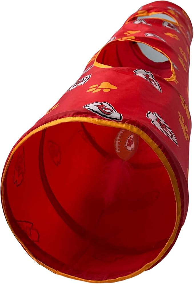 Kansas City Chiefs NFL Cat Tunnel with Catnip Football