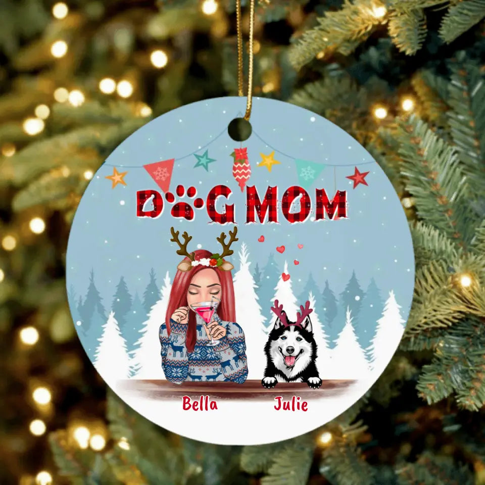 Personalized Pet Mom Christmas Ornament | Up to 4 Pets | Custom Wood & Aluminium
