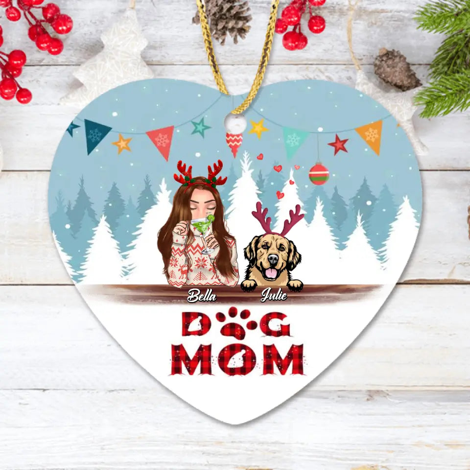 Personalized Pet Mom Christmas Ornament | Up to 4 Pets | Custom Wood & Aluminium