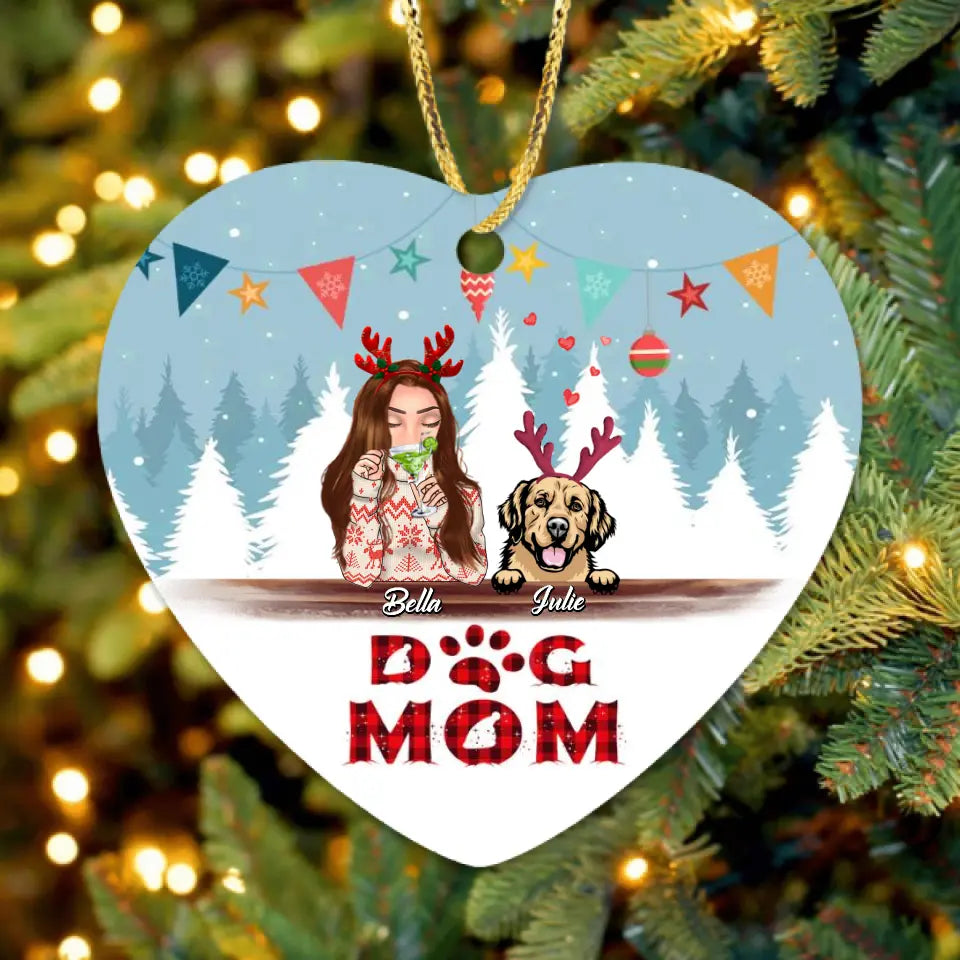 Personalized Pet Mom Christmas Ornament | Up to 4 Pets | Custom Wood & Aluminium