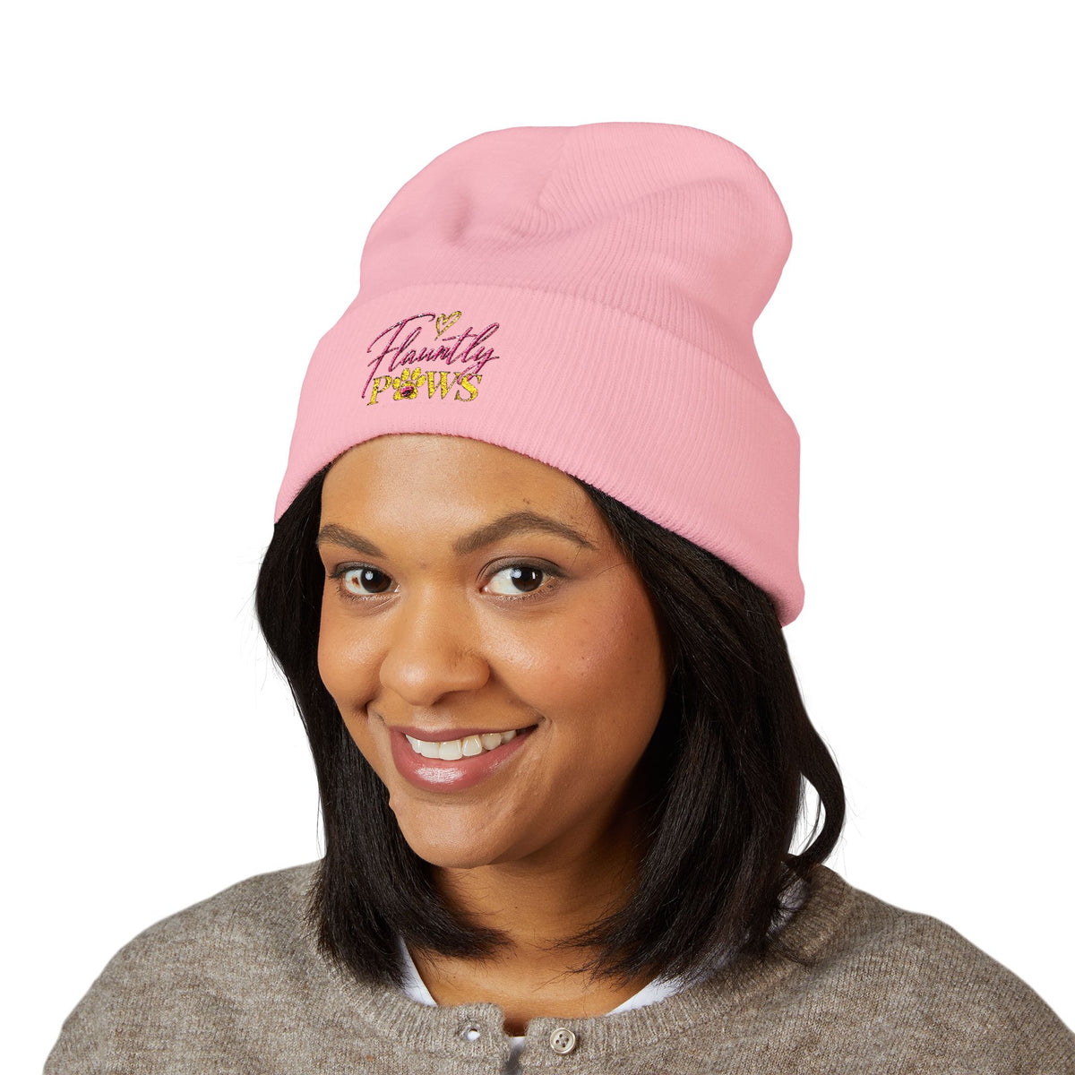 Embroidered Classic Cuffed Beanie | Flauntly Paws
