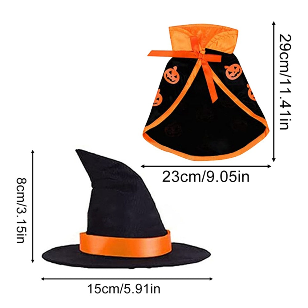 Halloween Cape & Hat Pet Costume Set