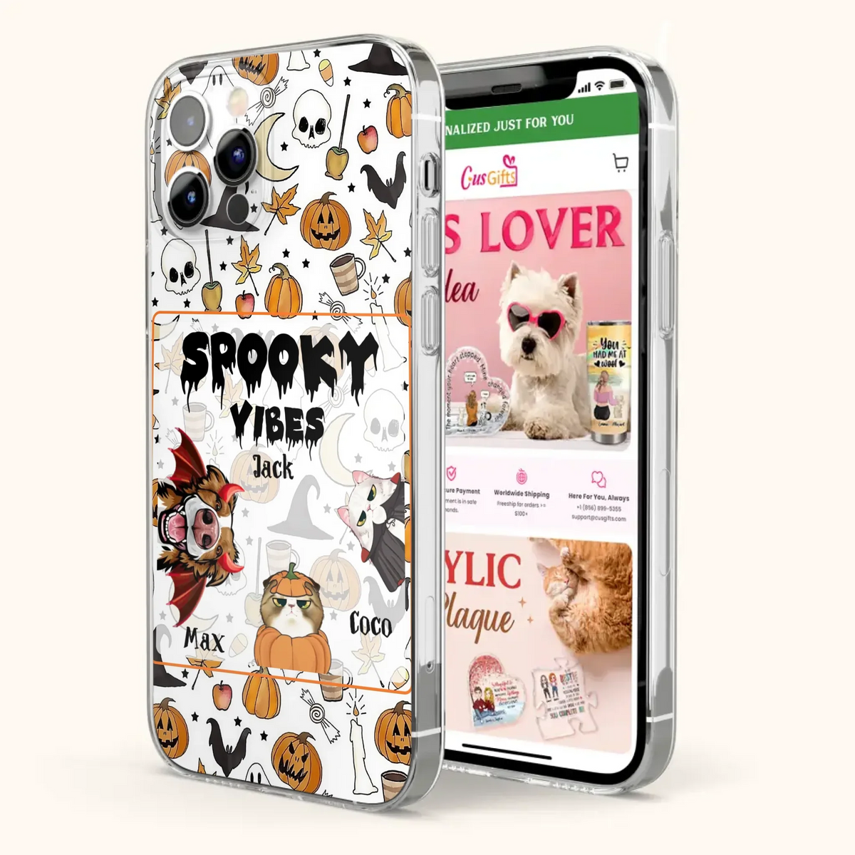 Custom Halloween Pet Phone Case | Up to 3 Pets | iPhone & Samsung