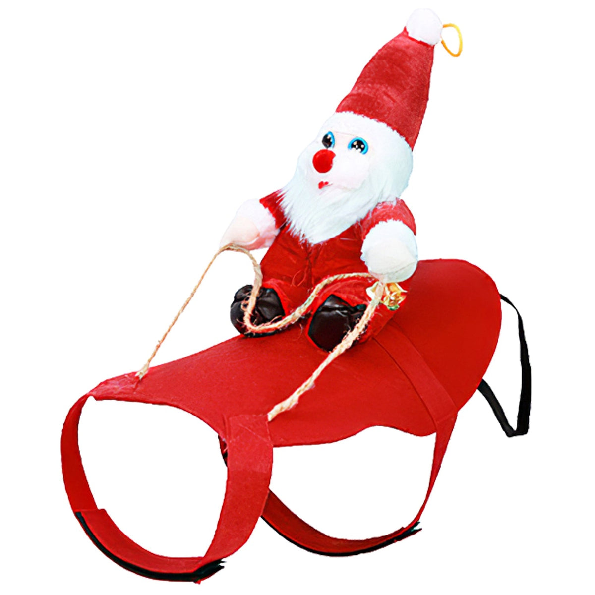 Santa Riding Pet Christmas Costume | Festive Red Coat with Bell | Dogs & Cats