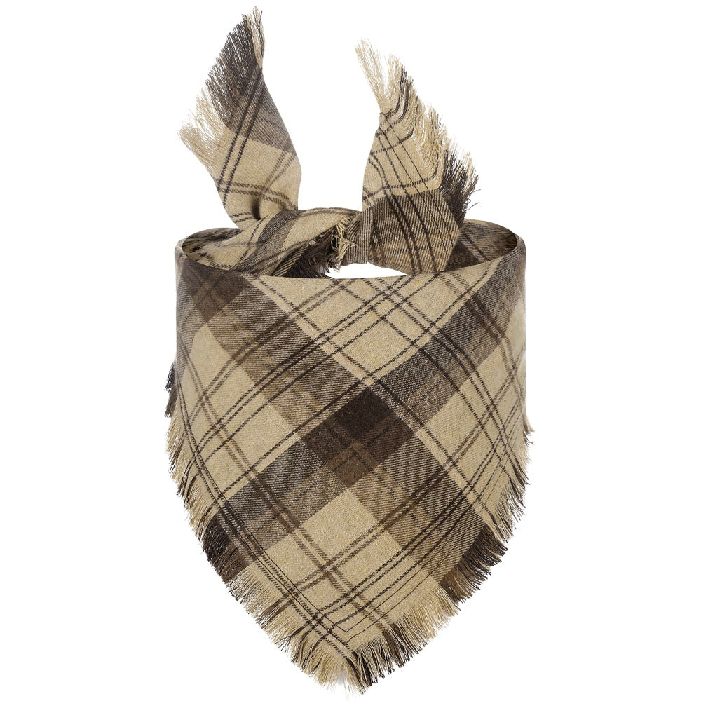 Fall Plaid Dog Bandana with Tassels | Thanksgiving Scarf for Dogs