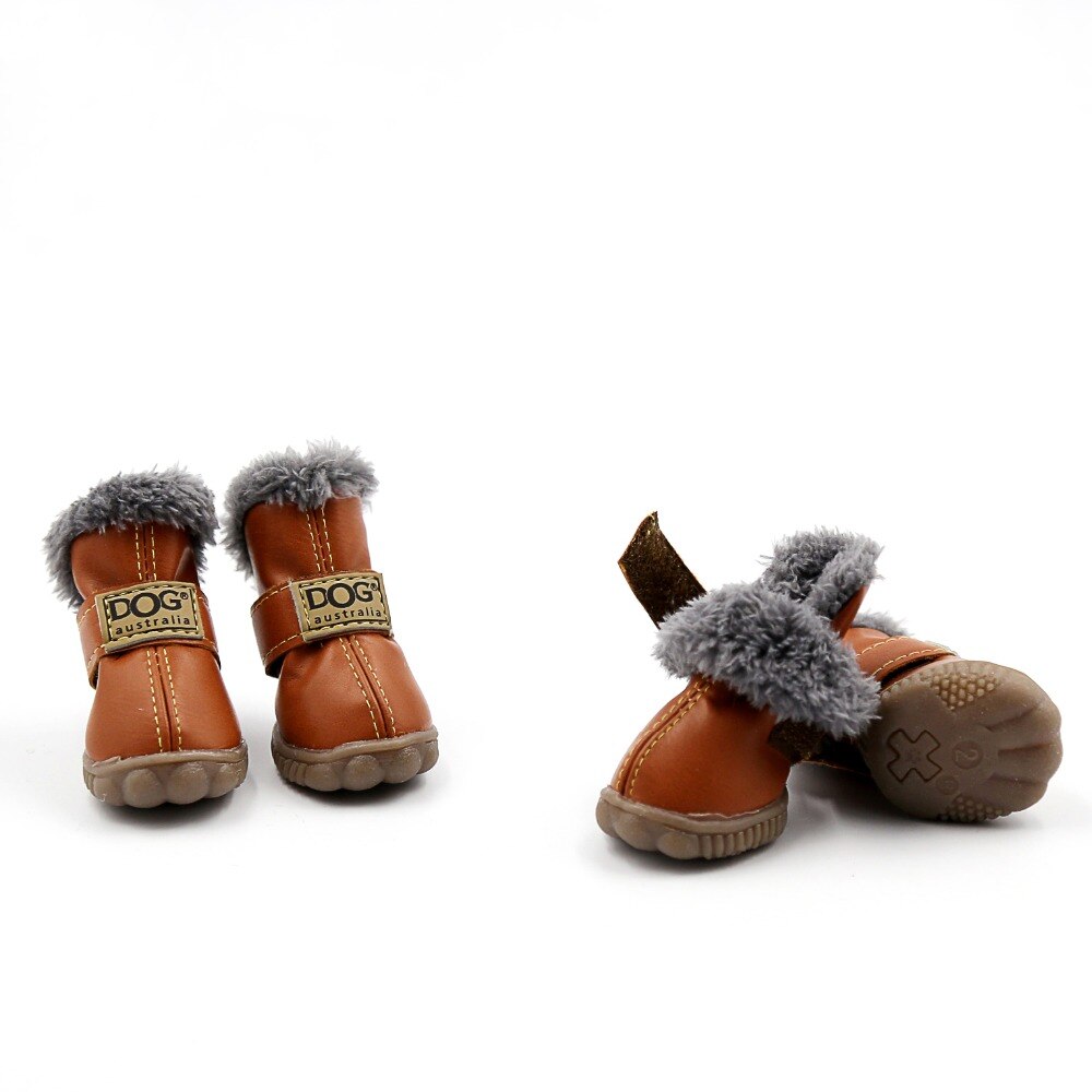 Waterproof Fleece-Lined Dog Snow Boots | Anti-Slip Winter Paw Protection (4-Pack)