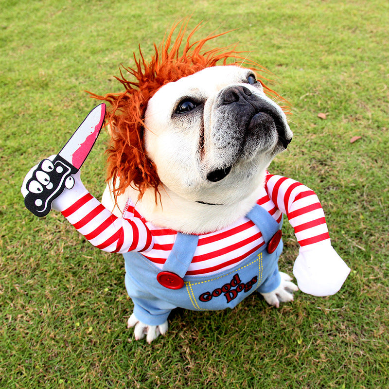 Rider & Doll Halloween Dog Costume — Cowboy Horseman or Chucky-Style