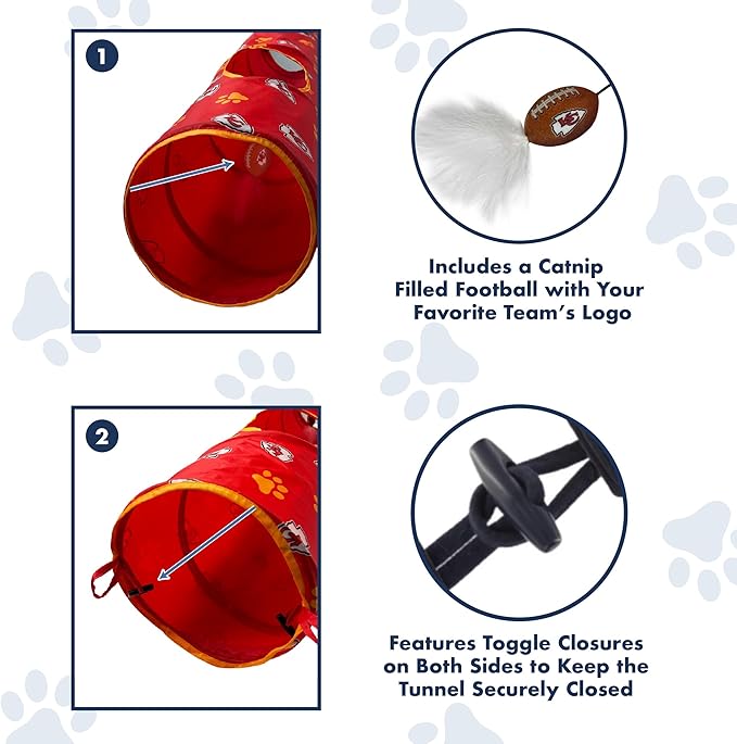 Kansas City Chiefs NFL Cat Tunnel with Catnip Football