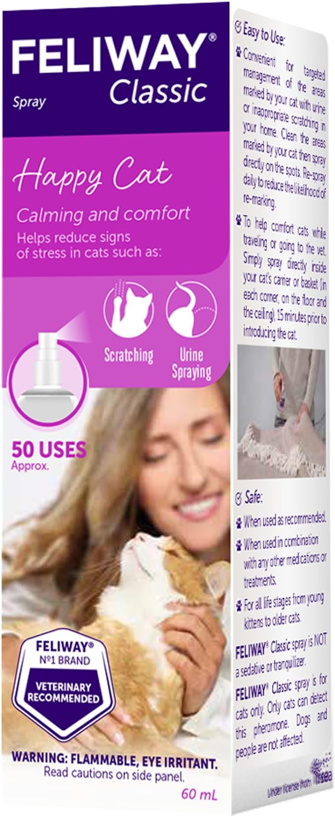FELIWAY Classic Cat Calming Spray (60ml) — #1 Vet-Recommended Pheromone Spray for Travel & Home