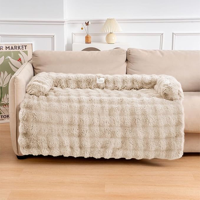 Plush Calming Dog Couch Bed & Sofa Protector | Washable Pet Mat