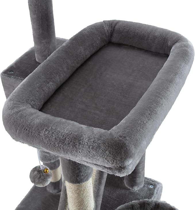 MUTICOR 66" Multi-Level Cat Tree — Plush Perches, Condo, Hammock & Sisal Posts for Large Indoor Cats (Grey)