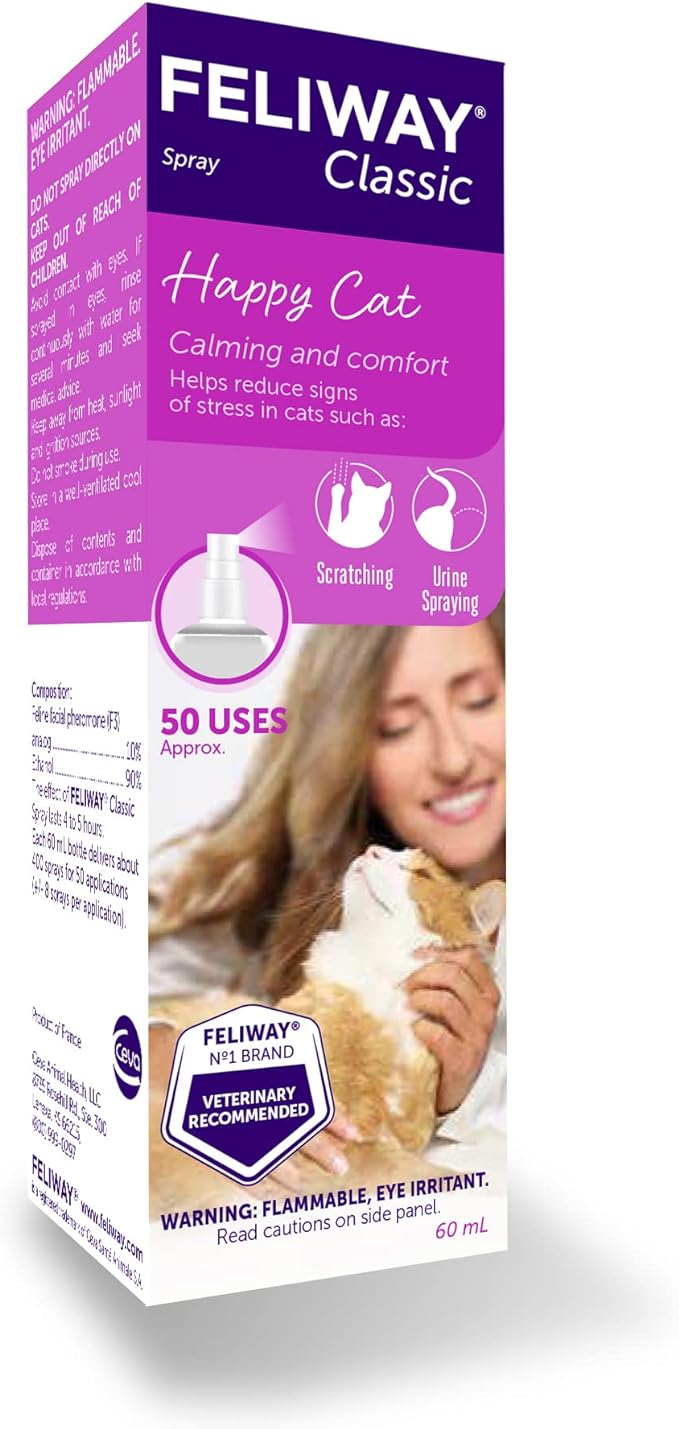 FELIWAY Classic Cat Calming Spray (60ml) — #1 Vet-Recommended Pheromone Spray for Travel & Home
