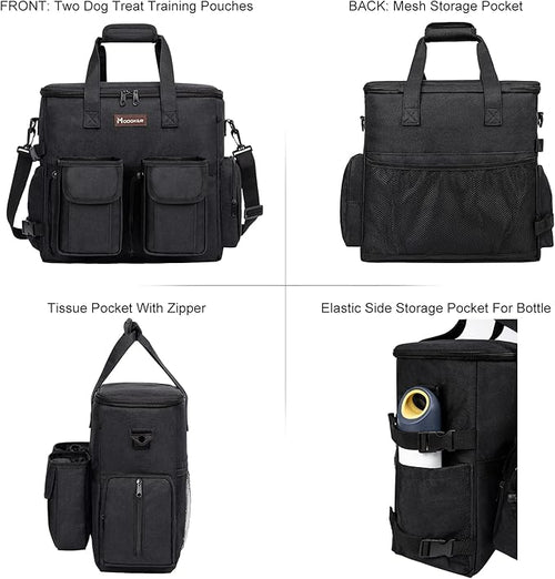 Airline-Approved Dog Travel Bag Set | 8-Piece Kit with Treat Pouches, Bowls & Placemat | Black