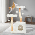 Sculptural Wood Flower Cat Tree — 40" Luxury Cat Tower with Solid Wood Blooms, Condo & Sisal Posts (Alpine White)
