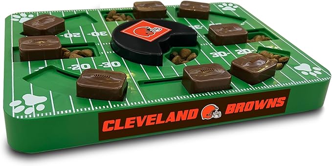 NFL Cleveland Browns Dog Puzzle Treat Toy | Officially Licensed | Interactive IQ Feeder