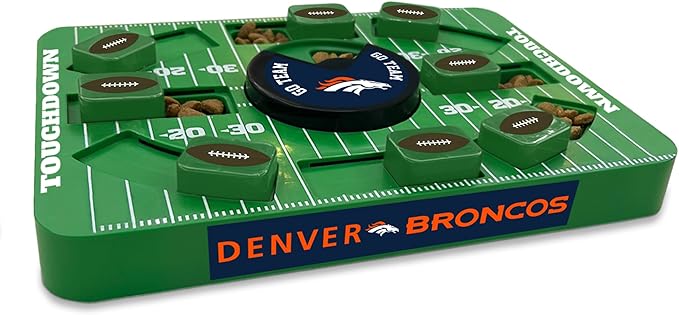 NFL Denver Broncos Dog Puzzle Toy — Large Interactive Slow Feeder & Treat Dispenser