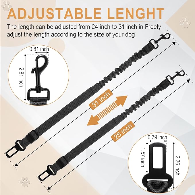Retractable Dog Car Seat Belt – Adjustable Safety Harness Leash (Black)