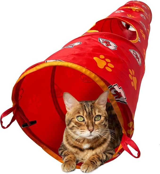 Kansas City Chiefs NFL Cat Tunnel with Catnip Football