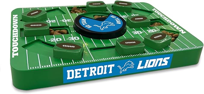 NFL Detroit Lions Dog Puzzle Toy — Large Interactive Slow Feeder & Treat Dispenser