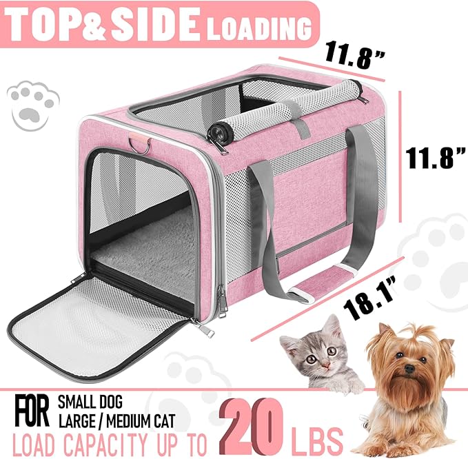 Soft-Sided Pet Travel Carrier | Up to 20 lbs | 5-Sided Mesh Ventilation