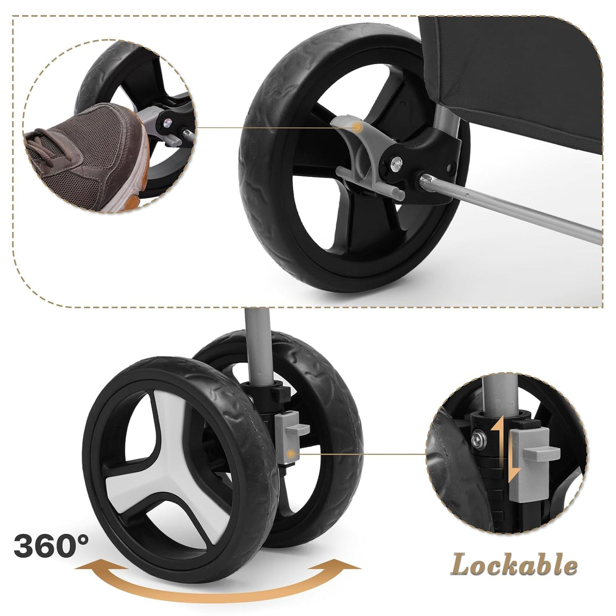 Flauntly Paws Foldable Pet Stroller with Storage Basket