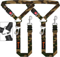 3-in-1 Dog Car Seat Belt Harness – Reflective Bungee Leash & Headrest Tether (2-Pack, Camouflage)