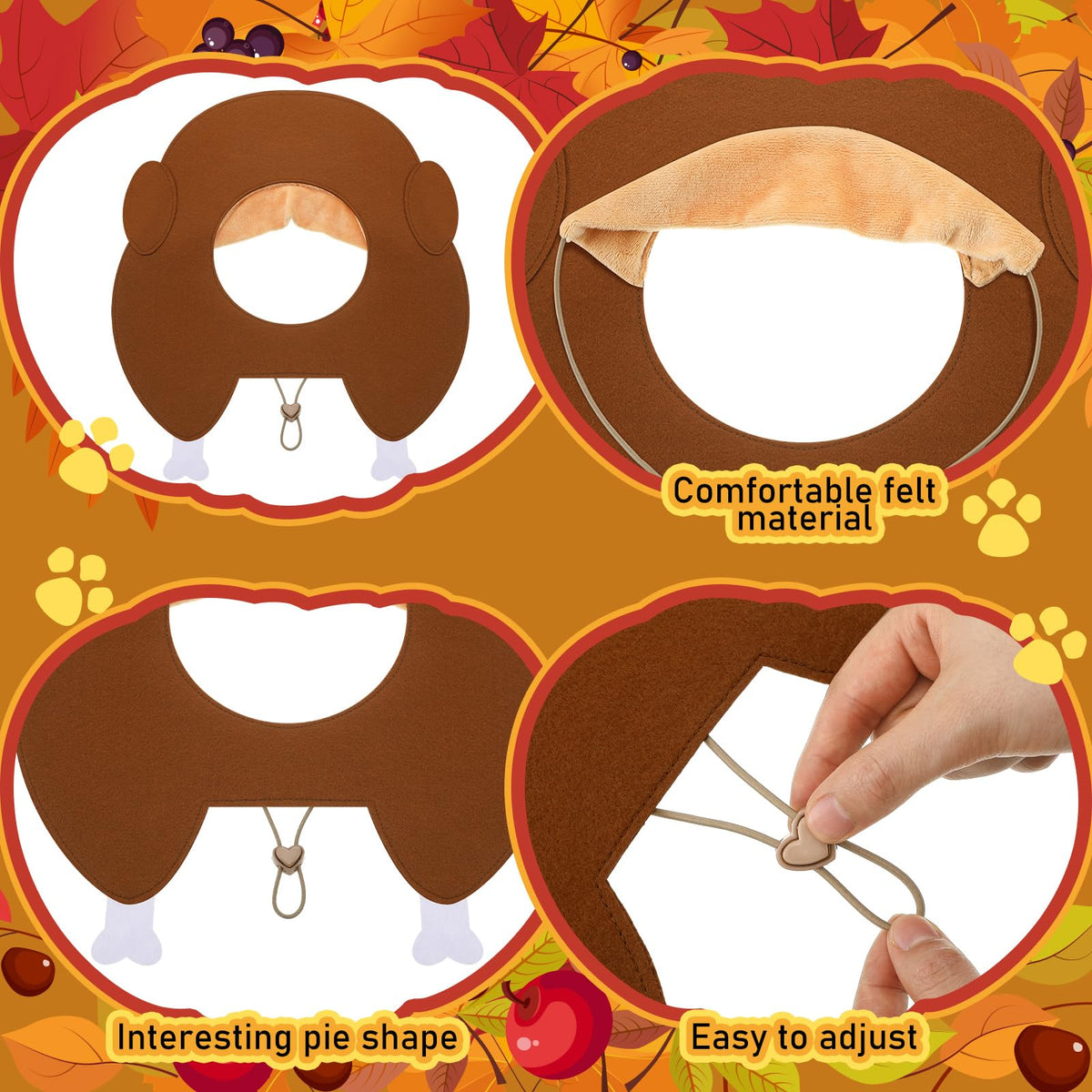 Thanksgiving Turkey Hat for Dogs & Cats | Adjustable Felt Costume