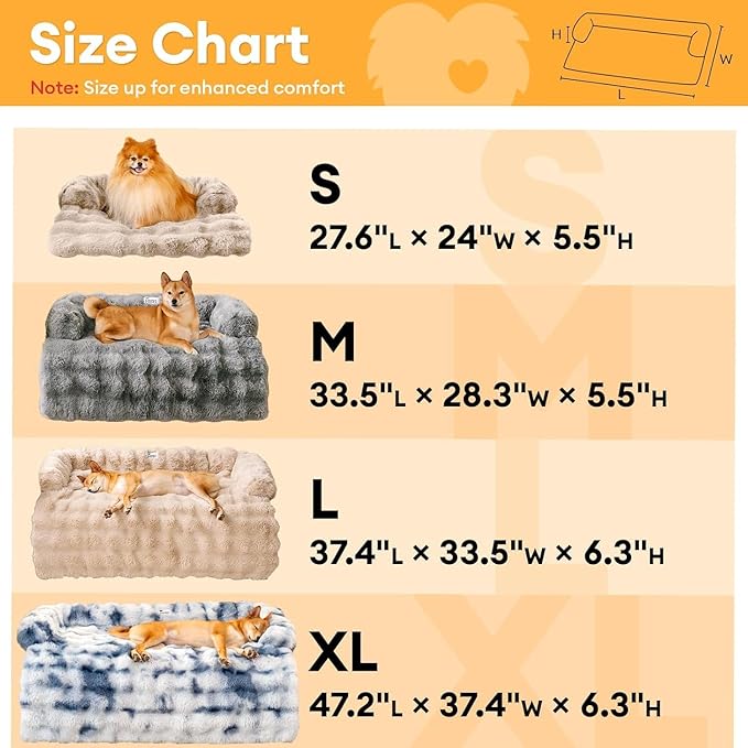 Plush Calming Dog Couch Bed & Sofa Protector | Washable Pet Mat