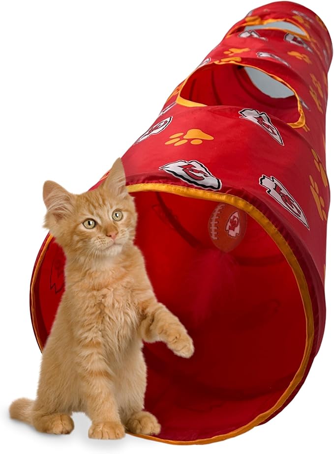 Kansas City Chiefs NFL Cat Tunnel with Catnip Football