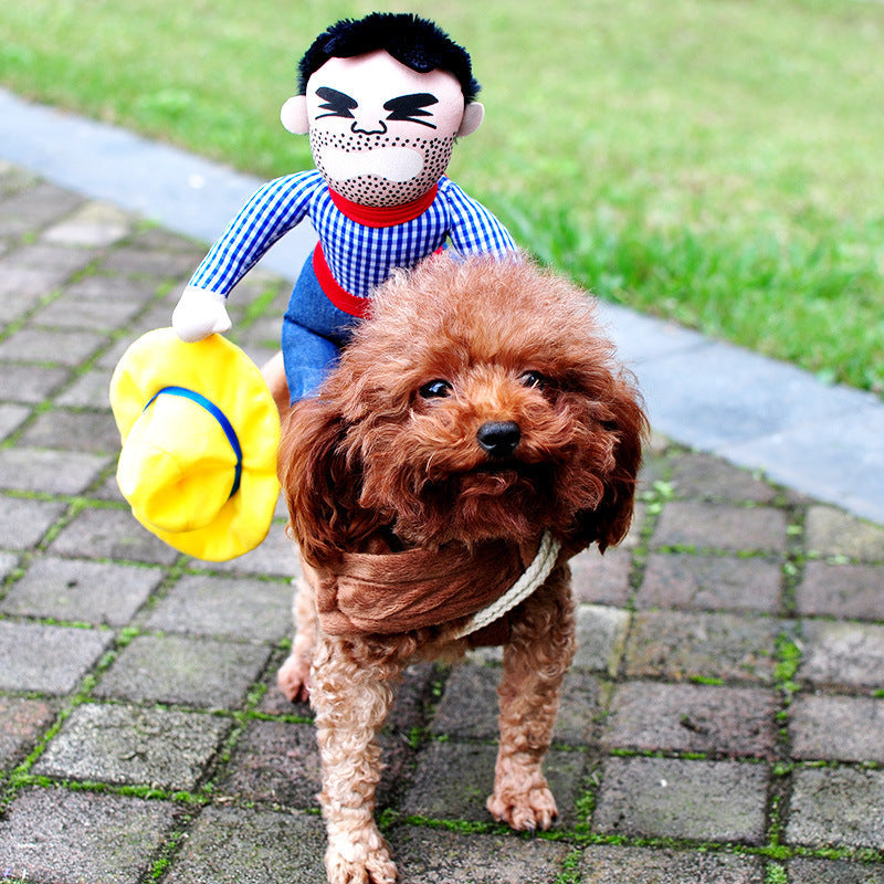 Rider & Doll Halloween Dog Costume — Cowboy Horseman or Chucky-Style