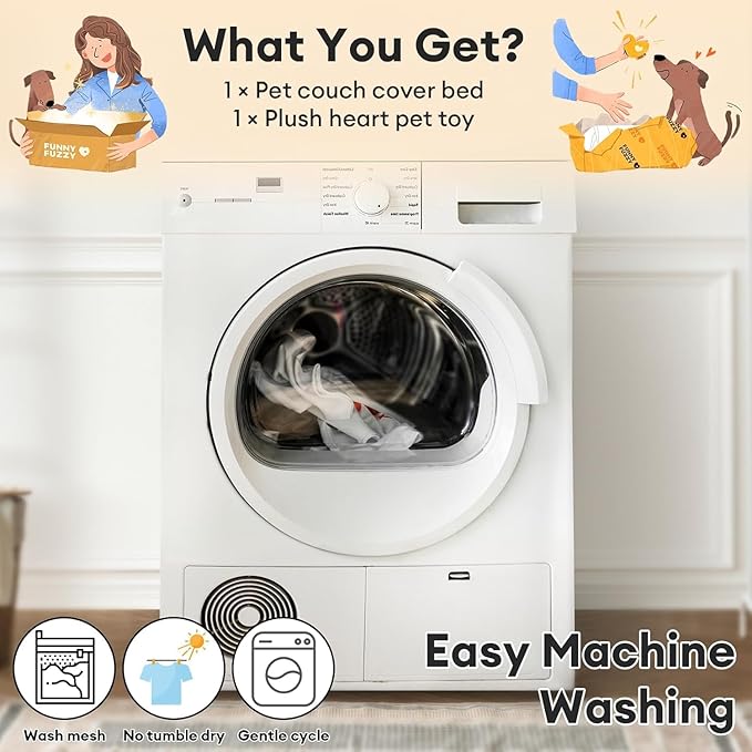 Plush Calming Dog Couch Bed & Sofa Protector | Washable Pet Mat