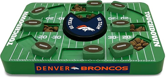 NFL Denver Broncos Dog Puzzle Toy — Large Interactive Slow Feeder & Treat Dispenser