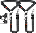 3-in-1 Dog Car Seat Belt Harness – Reflective Bungee Leash & Headrest Tether (2-Pack, Black)