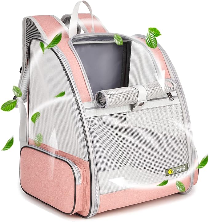 Bubble Window Pet Carrier Backpack | Cats & Dogs up to 18 lbs | Mesh Pink