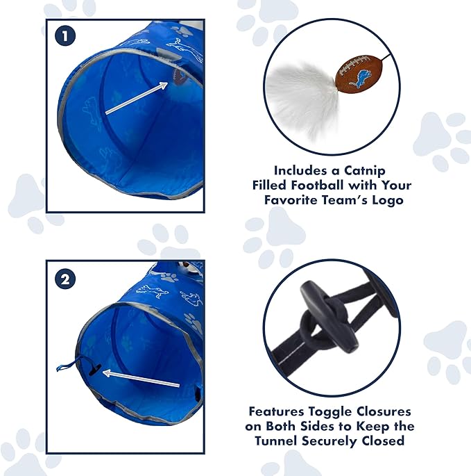 Detroit Lions NFL Cat Tunnel with Catnip Football