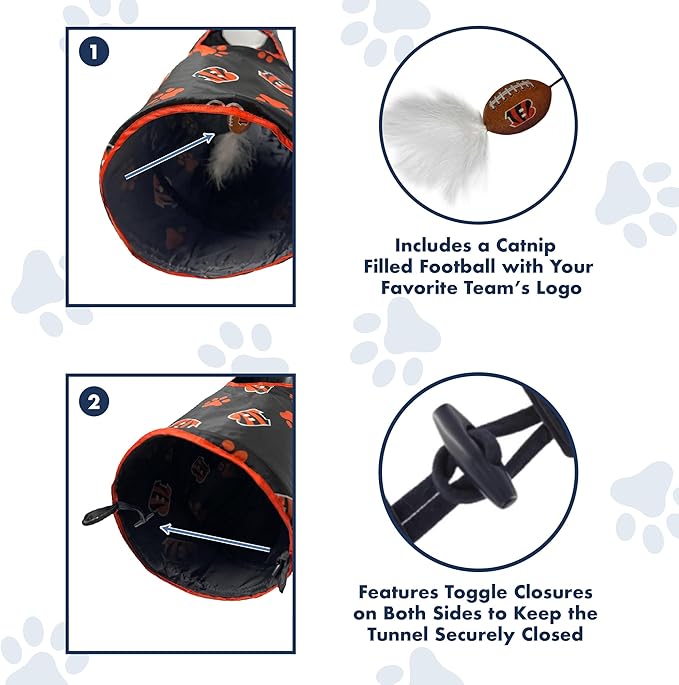 Cincinnati Bengals NFL Cat Tunnel with Catnip Football