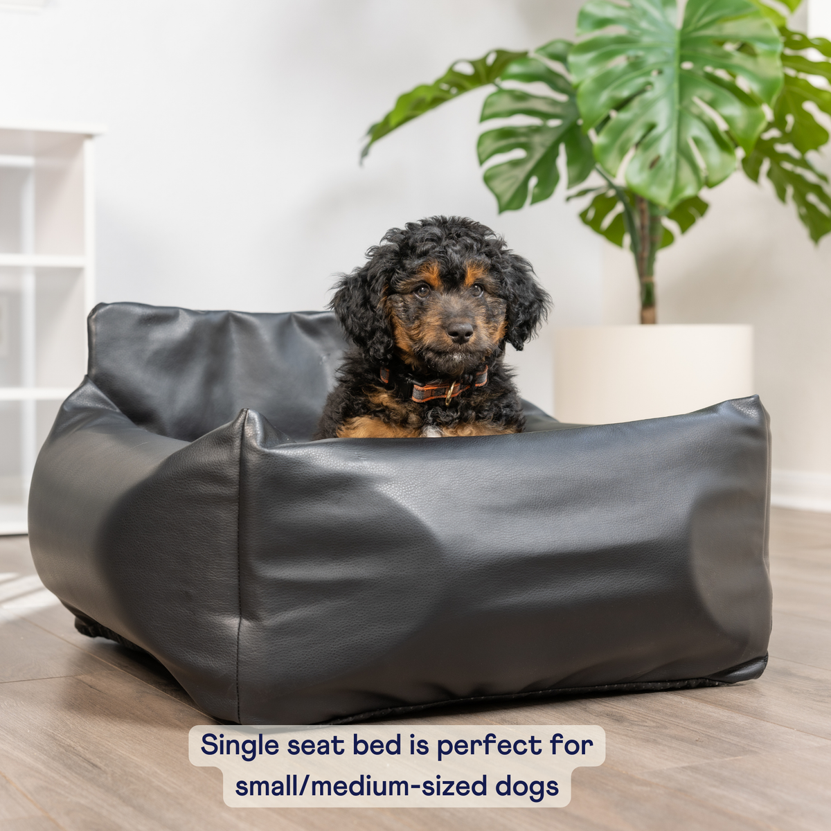 PupProtector™ Vegan Leather Memory Foam Dog Car Bed | Black