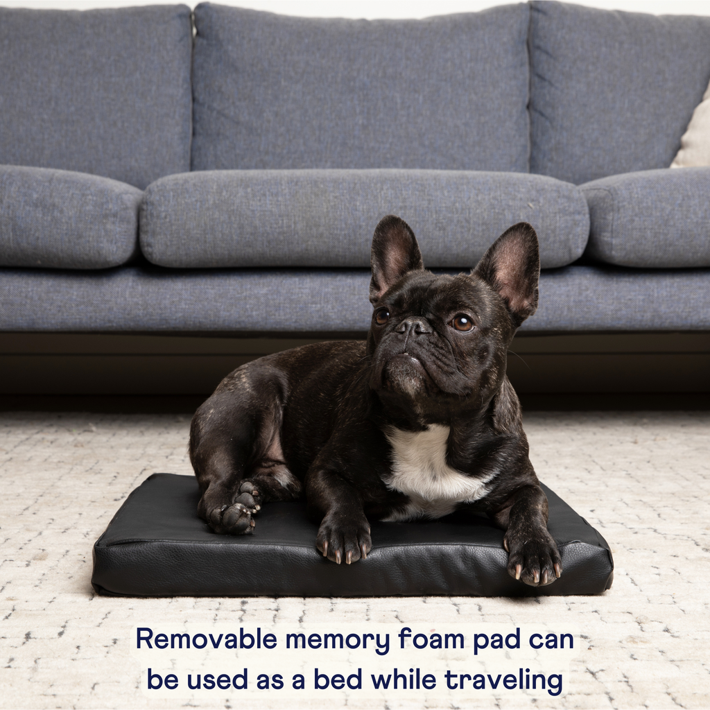 PupProtector™ Vegan Leather Memory Foam Dog Car Bed | Black
