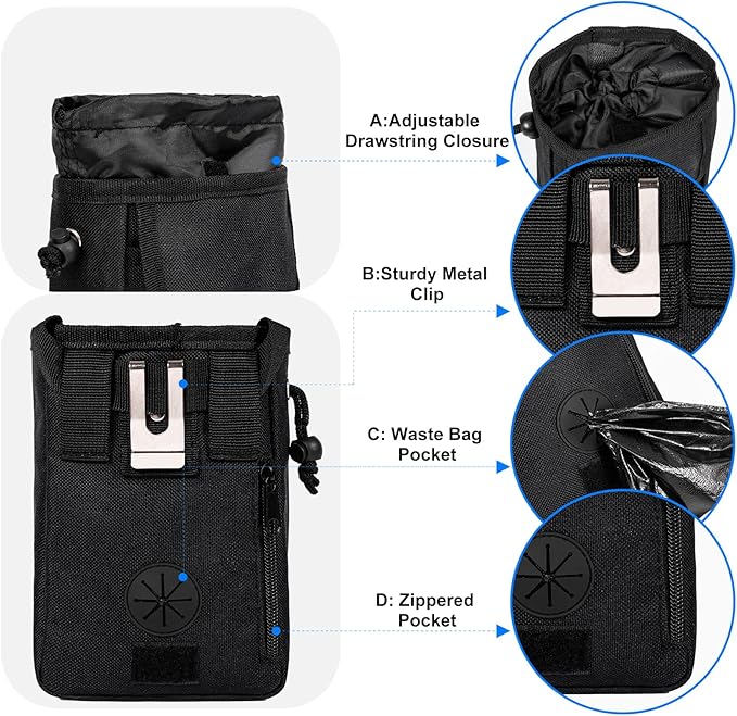Airline-Approved Dog Travel Bag Set | 8-Piece Kit with Treat Pouches, Bowls & Placemat | Black